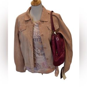 Hot color for 2025. ! NWT Brandon Thomas Women’s Pink Suede long sleeved jacket